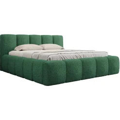 Garnero Arredamenti Letto matrimoniale 160x200cm con rete contenitore imbottito tessuto bouclé verde Aluna Tessuto Abriamo Verde Best