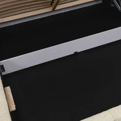 Garnero Arredamenti Letto matrimoniale 160x200cm con rete contenitore imbottito tessuto bouclé beige Aluna Tessuto Abriamo Beige New