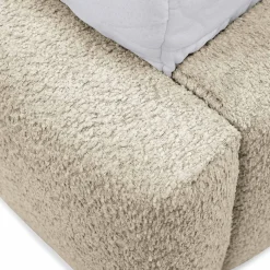 Garnero Arredamenti Letto matrimoniale 160x200cm con rete contenitore imbottito tessuto bouclé beige Aluna Tessuto Abriamo Beige New