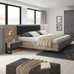 Garnero Arredamenti Letto matrimoniale 160x200cm grigio quercia Dable Discount