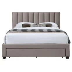 Garnero Arredamenti Letto matrimoniale 160x200cm imbottito con cassettoni Lux Beige New
