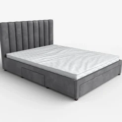 Garnero Arredamenti Letto matrimoniale 160x200cm imbottito con cassettoni in velluto Lux Grigio Hot