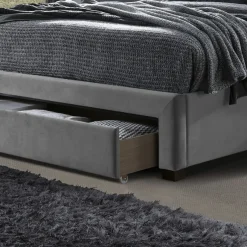 Garnero Arredamenti Letto matrimoniale 160x200cm imbottito con cassettoni in velluto Lux Grigio Hot