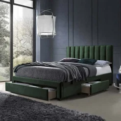 Garnero Arredamenti Letto matrimoniale 160x200cm imbottito con cassettoni Lux Verde Online