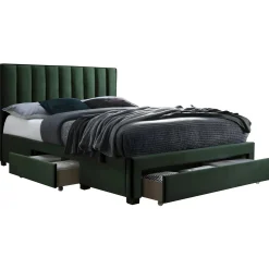 Garnero Arredamenti Letto matrimoniale 160x200cm imbottito con cassettoni Lux Verde Online