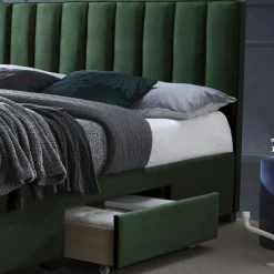 Garnero Arredamenti Letto matrimoniale 160x200cm imbottito con cassettoni Lux Verde Online