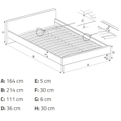 Garnero Arredamenti Letto matrimoniale 160x200cm imbottito con cassettoni Lux Verde Online