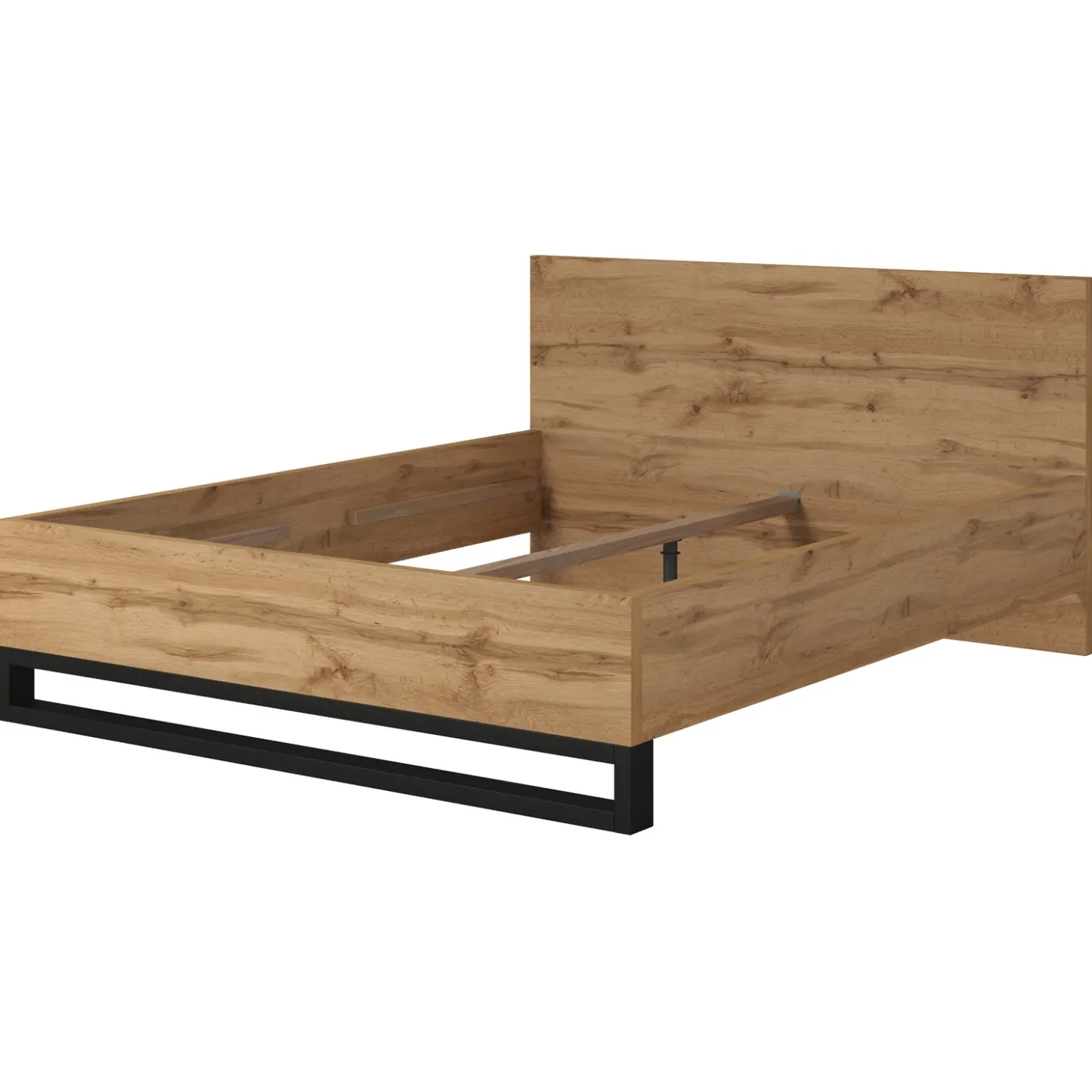 Garnero Arredamenti Letto matrimoniale 160x200cm rovere metallo nero industrial Petra Outlet