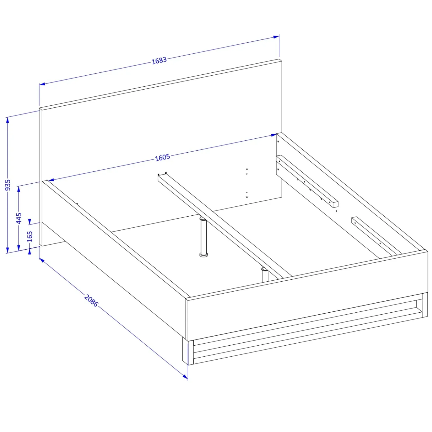 Garnero Arredamenti Letto matrimoniale 160x200cm rovere metallo nero industrial Petra Outlet