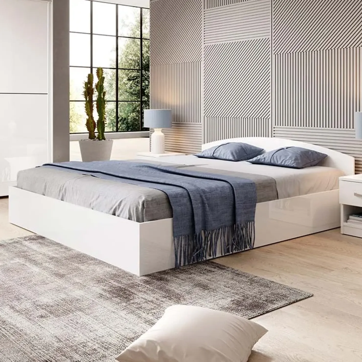 Garnero Arredamenti Letto matrimoniale 160x200cm standard Roma-Sorrento Bianco Lucido Sale