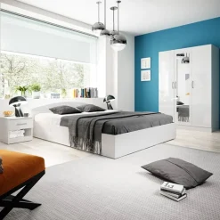 Garnero Arredamenti Letto matrimoniale 160x200cm standard Roma-Sorrento Bianco Lucido Sale