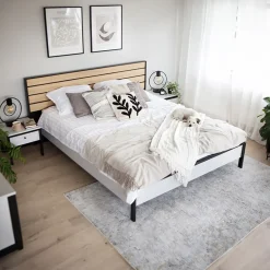 Garnero Arredamenti Letto oversize contenitore 180x200cm con LED e presa USB-C grigio nero rovere Luna Outlet