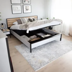 Garnero Arredamenti Letto oversize contenitore 180x200cm con LED e presa USB-C grigio nero rovere Luna Outlet