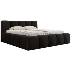 Garnero Arredamenti Letto oversize 180x200cm con rete contenitore imbottito nero Aluna Tessuto Kronos Nero