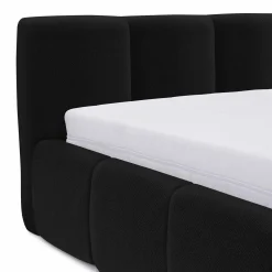 Garnero Arredamenti Letto oversize 180x200cm con rete contenitore imbottito nero Aluna Tessuto Kronos Nero