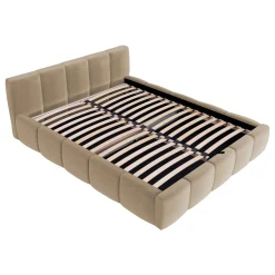 Garnero Arredamenti Letto oversize 180x200cm con rete contenitore imbottito beige scuro Aluna Tessuto Paros Beige Scuro Online