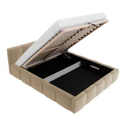 Garnero Arredamenti Letto oversize 180x200cm con rete contenitore imbottito beige scuro Aluna Tessuto Paros Beige Scuro Online