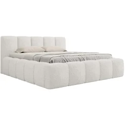 Garnero Arredamenti Letto oversize 180x200cm con rete contenitore imbottito tessuto bouclé bianco Aluna Tessuto Abriamo Bianco Online