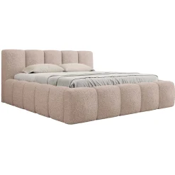 Garnero Arredamenti Letto oversize 180x200cm con rete contenitore imbottito tessuto bouclé rosa Aluna Tessuto Abriamo Rosa Hot