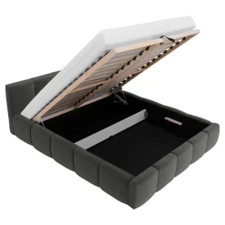 Garnero Arredamenti Letto oversize 180x200cm con rete contenitore imbottito grigio scuro Aluna Tessuto Kronos Grigio Scuro Best