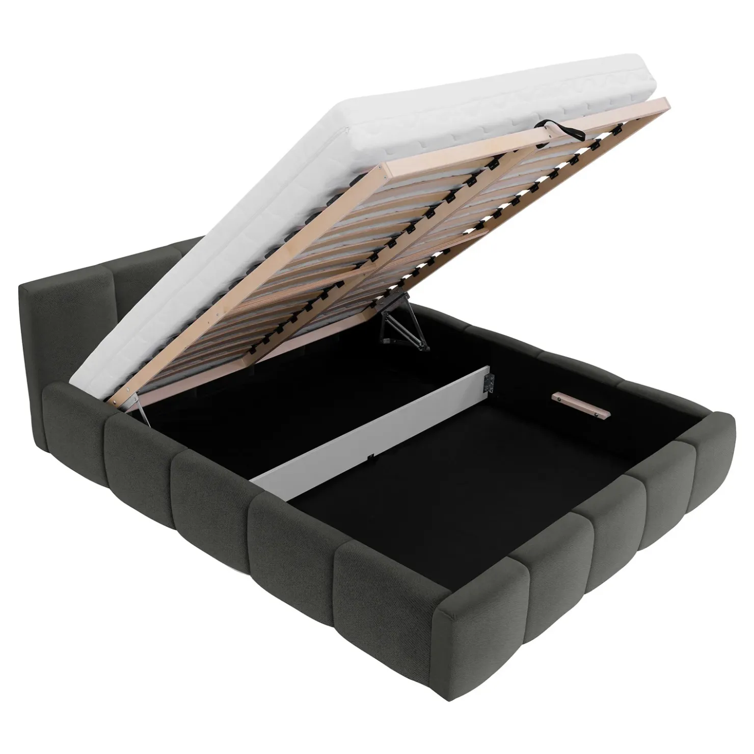 Garnero Arredamenti Letto oversize 180x200cm con rete contenitore imbottito grigio scuro Aluna Tessuto Kronos Grigio Scuro Best