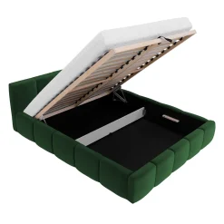 Garnero Arredamenti Letto oversize 180x200cm con rete contenitore imbottito verde Aluna Tessuto Kronos Verde