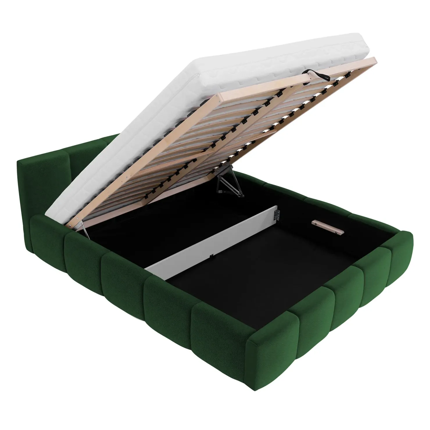 Garnero Arredamenti Letto oversize 180x200cm con rete contenitore imbottito verde Aluna Tessuto Kronos Verde