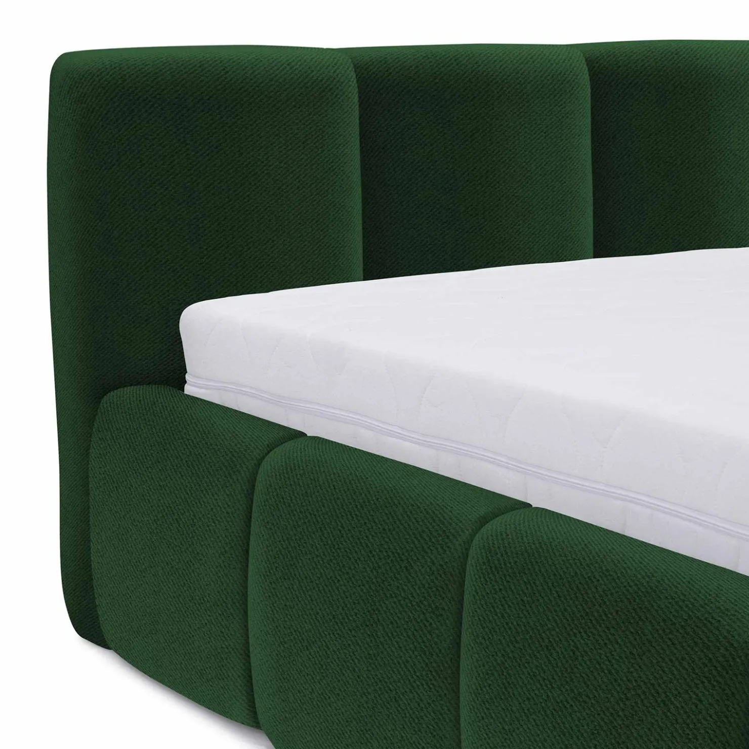 Garnero Arredamenti Letto oversize 180x200cm con rete contenitore imbottito verde Aluna Tessuto Kronos Verde