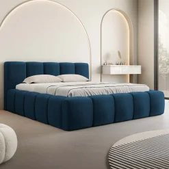 Garnero Arredamenti Letto oversize 180x200cm con rete contenitore imbottito blu Aluna Tessuto Kronos Blu Best