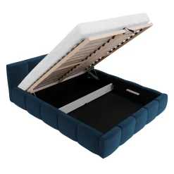 Garnero Arredamenti Letto oversize 180x200cm con rete contenitore imbottito blu Aluna Tessuto Kronos Blu Best