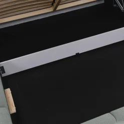 Garnero Arredamenti Letto oversize 180x200cm con rete contenitore imbottito azzurro grigio Aluna Tessuto Paros Azzurro Grigio