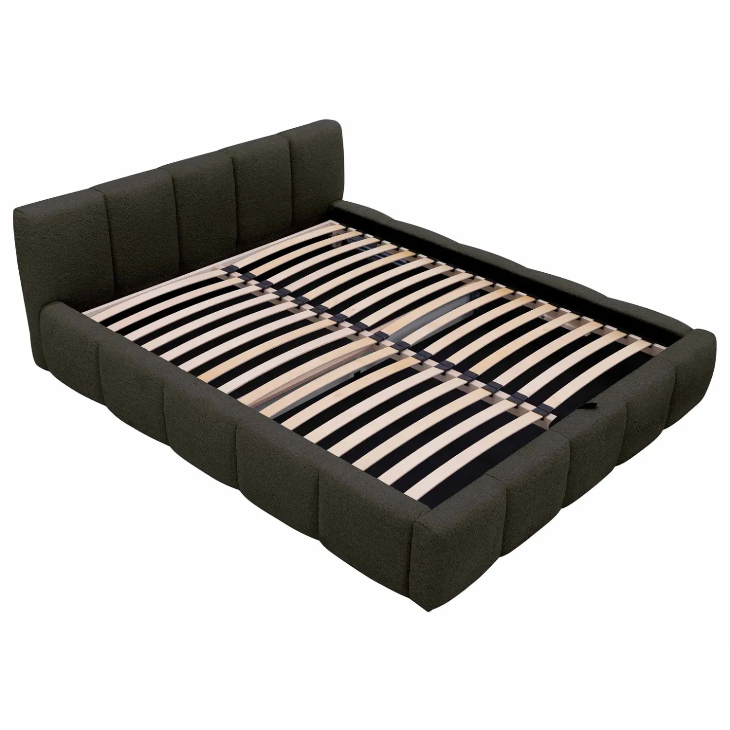 Garnero Arredamenti Letto oversize 180x200cm con rete contenitore imbottito tessuto bouclé nero Aluna Tessuto Abriamo nero Hot