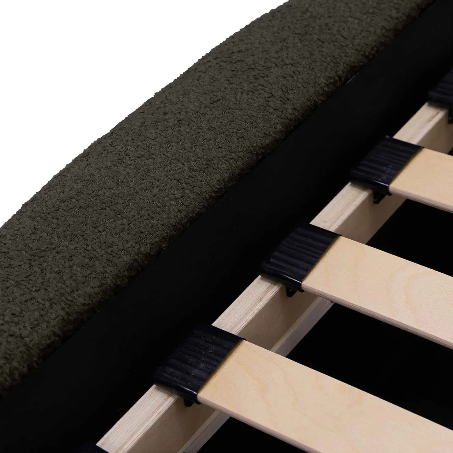 Garnero Arredamenti Letto oversize 180x200cm con rete contenitore imbottito tessuto bouclé nero Aluna Tessuto Abriamo nero Hot