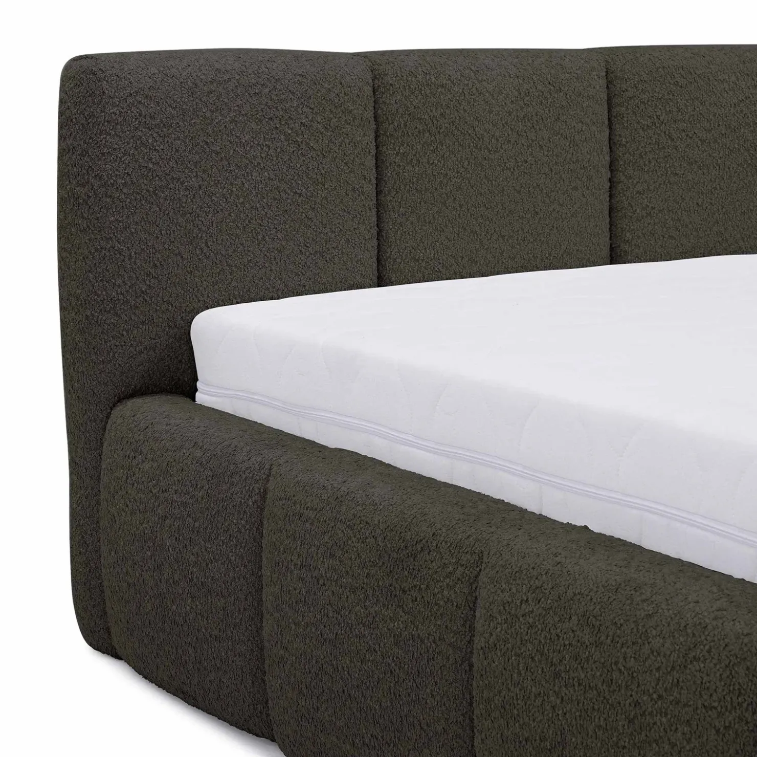 Garnero Arredamenti Letto oversize 180x200cm con rete contenitore imbottito tessuto bouclé nero Aluna Tessuto Abriamo nero Hot