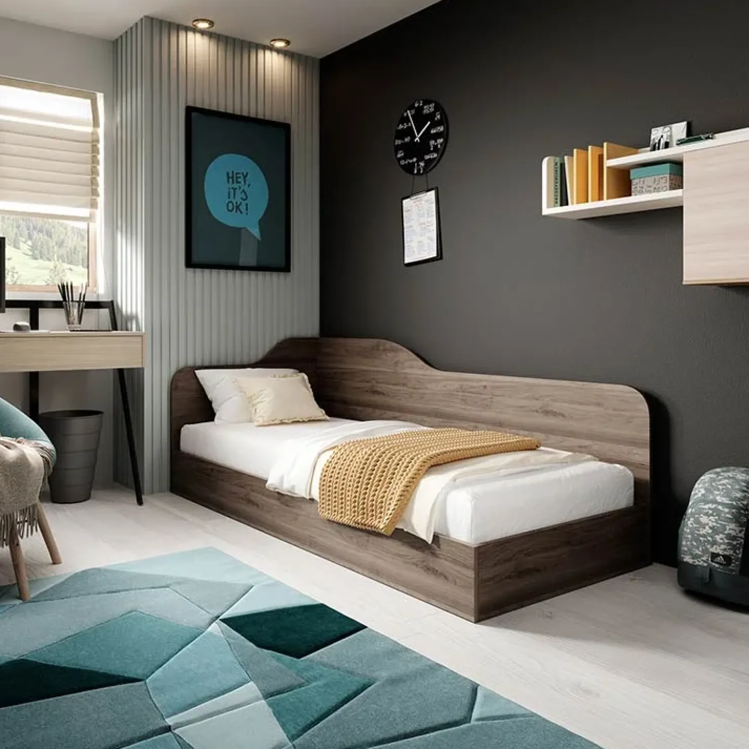 Garnero Arredamenti Letto singolo contenitore 82x190cm Alex Gihome® Noce Discount