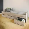 Garnero Arredamenti Letto singolo 90x200cm 3 cassetti rovere chiaro Kabala Best