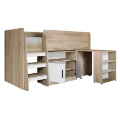 Garnero Arredamenti Letto singolo 90x200cm a soppalco rovere sonoma bianco opaco Erick Hot