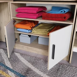 Garnero Arredamenti Letto singolo 90x200cm a soppalco rovere sonoma bianco opaco Erick Hot