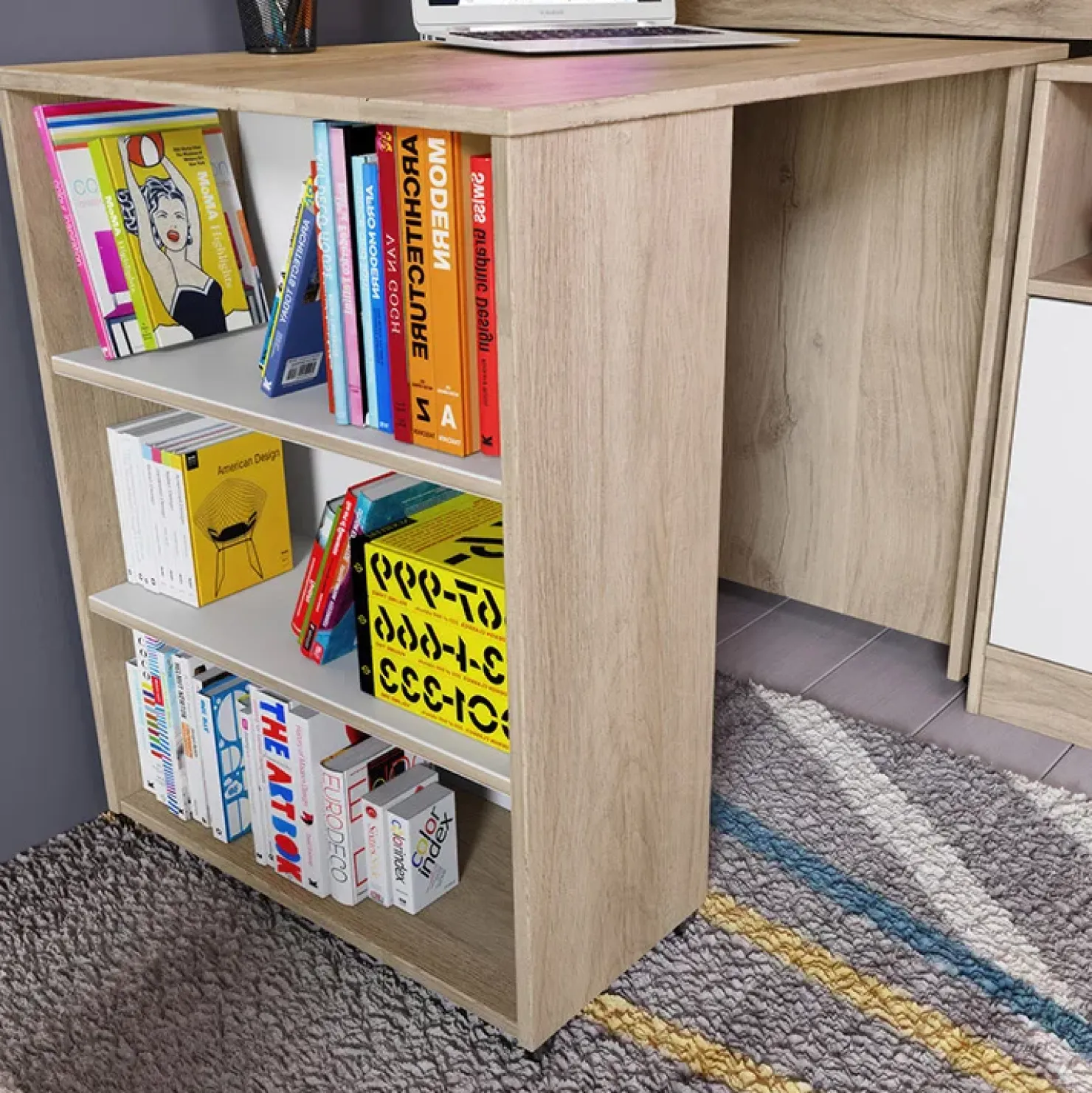 Garnero Arredamenti Letto singolo 90x200cm a soppalco rovere sonoma bianco opaco Erick Hot