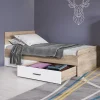 Garnero Arredamenti Letto singolo 90x200cm con 2 cassetti rovere bianco opaco Fabrizio