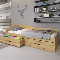 Garnero Arredamenti Letto singolo 90x200cm con cassettoni Beccaria Rovere Rustico Online