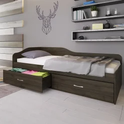 Garnero Arredamenti Letto singolo 90x200cm con cassettoni Beccaria Noce Sale