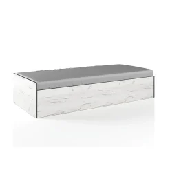 Garnero Arredamenti Letto singolo 90x200cm contenitore bianco rustico turchese Zadar Bianco Frassinato - Azzurro Hot