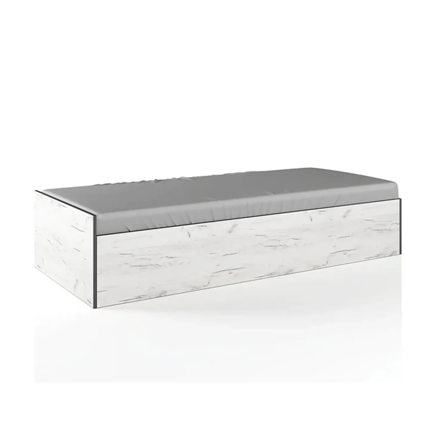 Garnero Arredamenti Letto singolo 90x200cm contenitore bianco rustico turchese Zadar Bianco Frassinato - Azzurro Hot