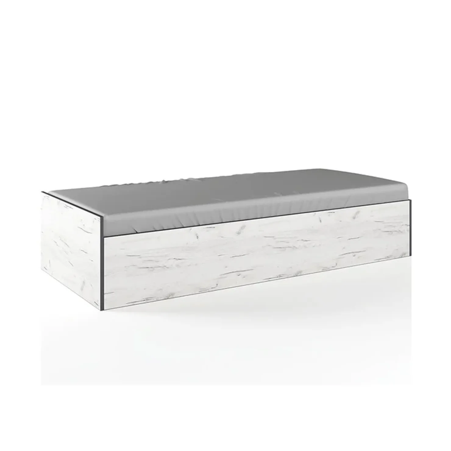 Garnero Arredamenti Letto singolo 90x200cm contenitore bianco rustico grigio Zadar Bianco Frassinato - Antracite Best