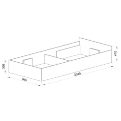 Garnero Arredamenti Letto singolo 90x200cm contenitore bianco rustico grigio Zadar Bianco Frassinato - Antracite Best