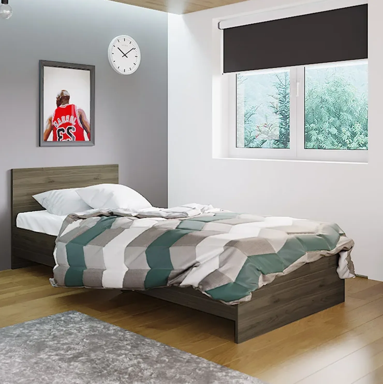 Garnero Arredamenti Letto singolo 90x200cm moderno Marco Noce Online