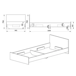 Garnero Arredamenti Letto singolo 90x200cm moderno Marco Noce Online
