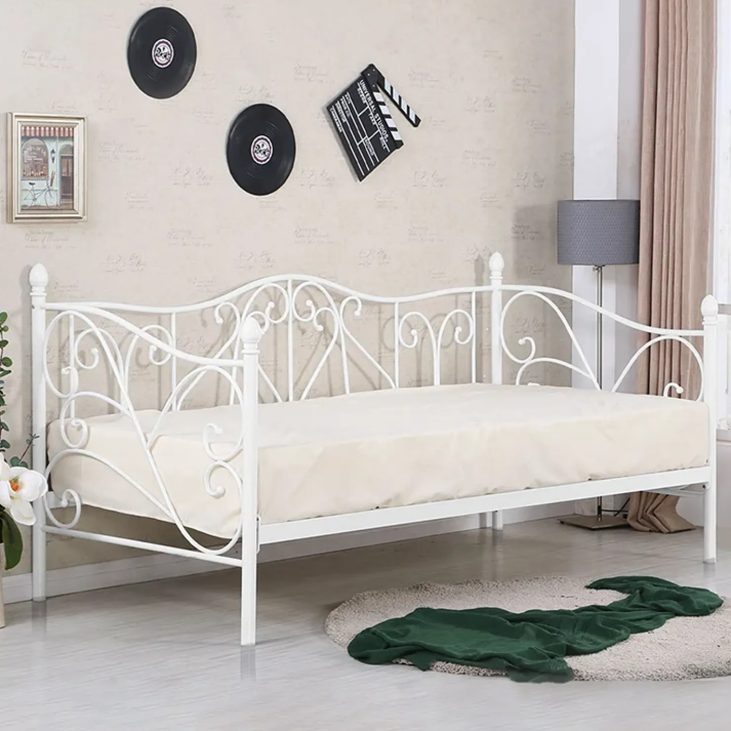 Garnero Arredamenti Letto singolo 90x200cm moderno con testiera bianco Azahara Bianco Opaco Sale
