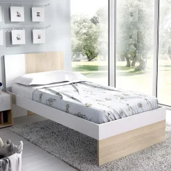 Garnero Arredamenti Letto singolo 90x190cm moderno rovere bianco Cairo New